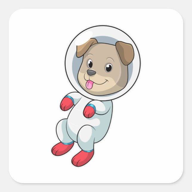 Pegatina Cuadrada Perro en el espacio (Anverso)