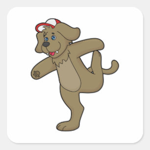 Pegatina Cuadrada Perro en el gimnasio del yoga