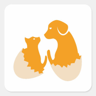 Pegatina Cuadrada perro en el huevo