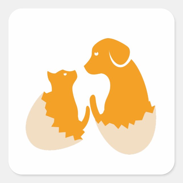 Pegatina Cuadrada perro en el huevo (Anverso)