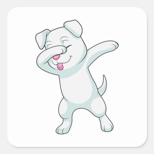 Pegatina Cuadrada Perro en Hip Hop Dance Dab (Anverso)