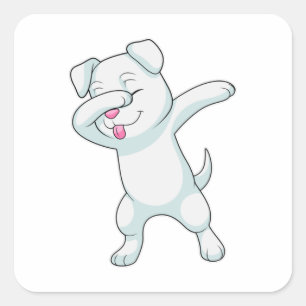Pegatina Cuadrada Perro en Hip Hop Dance Dab