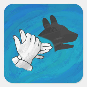 Pegatina Cuadrada Perro en la sombra sobre el azul