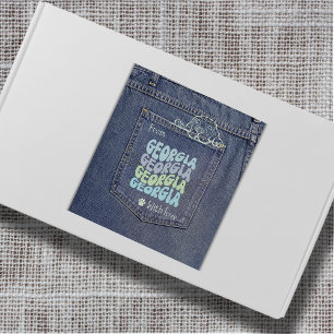 Pegatina Cuadrada Perro georgiano en Jean Pocket Classic Square Pega