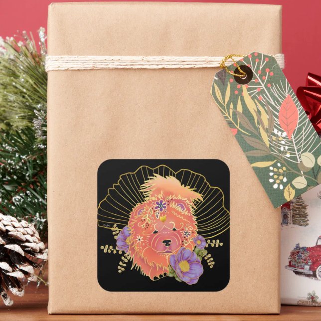 Pegatina Cuadrada Perro GINKGO SPIRIT Chow (Subido por el creador)