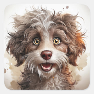 Pegatina Cuadrada perro gracioso