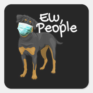 Pegatina Cuadrada Perro gracioso que usa un Rótulo de máscara - Rott