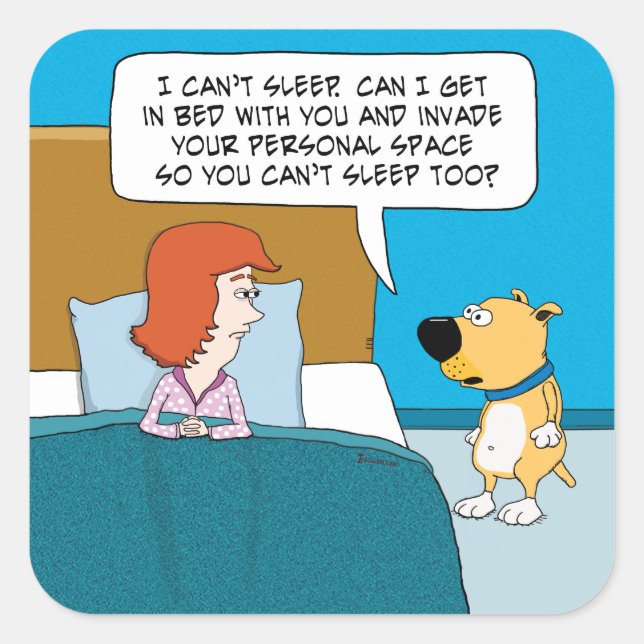 Pegatina Cuadrada Perro gracioso y lindo quiere invadir tu espacio (Anverso)