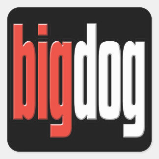 Pegatina Cuadrada Perro grande. Perro superior. Queso grande. Jefe. 