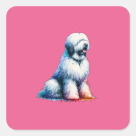 Pegatina Cuadrada Perro Komondor