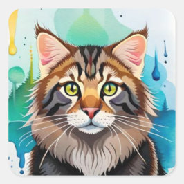 Pegatina Cuadrada Perro lindo cerrar el portapapeles pequeño