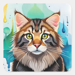 Pegatina Cuadrada Perro lindo cerrar el portapapeles pequeño