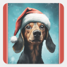 Perro lindo con Navidades de Santa Hat Dachshund