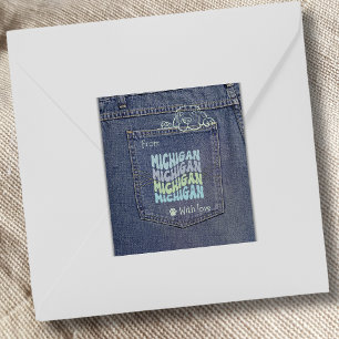 Pegatina Cuadrada Perro Michigan en Jean Pocket Classic Square Pegat