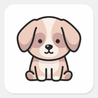 Pegatina Cuadrada Perro Mínimo Equilibrado – Ilustración Moderna y B