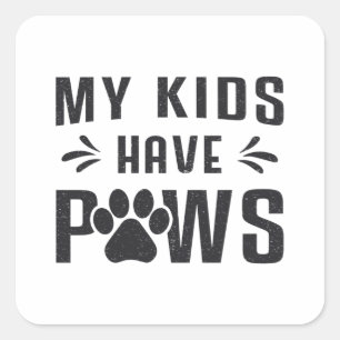 Pegatina Cuadrada Perro Mis Hijos Tienen Perros De Pasta Mascota De