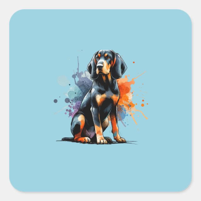 Pegatina Cuadrada Perro negro y moreno (Anverso)