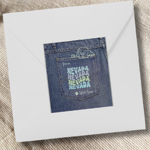 Pegatina Cuadrada Perro Nevada en Jean Pocket Classic Square Pegatin