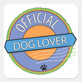 Pegatina Cuadrada Perro Oficial Lover