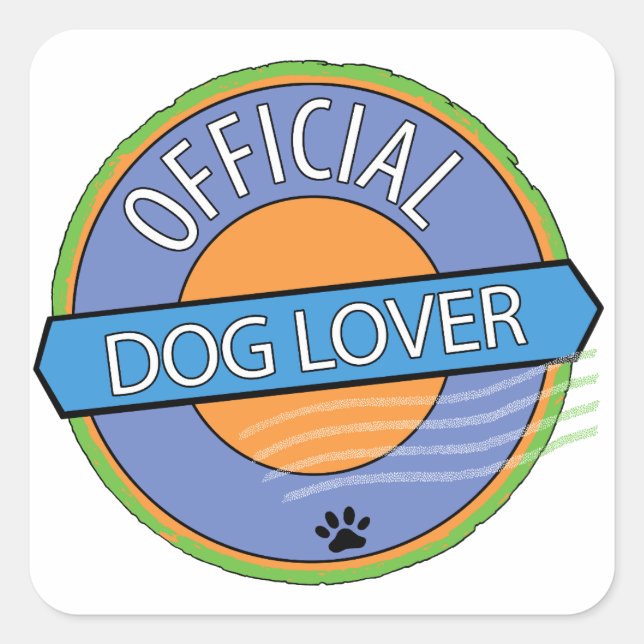 Pegatina Cuadrada Perro Oficial Lover (Anverso)