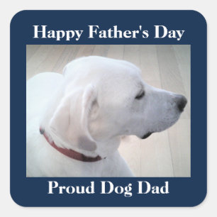 Pegatina Cuadrada Perro orgulloso papá lindo Labrador blanco perrito