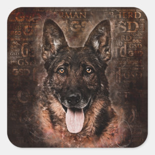 Pegatina Cuadrada Perro pastor alemán - GSD
