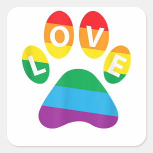 Pegatina Cuadrada Perro Paw simpatizante LGBT regalo Paw arcoiris Im