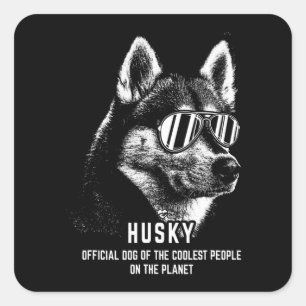 Pegatina Cuadrada Perro   Perro oficial Husky Siberiano, Coolest