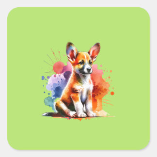 Pegatina Cuadrada Perro podengo portugués
