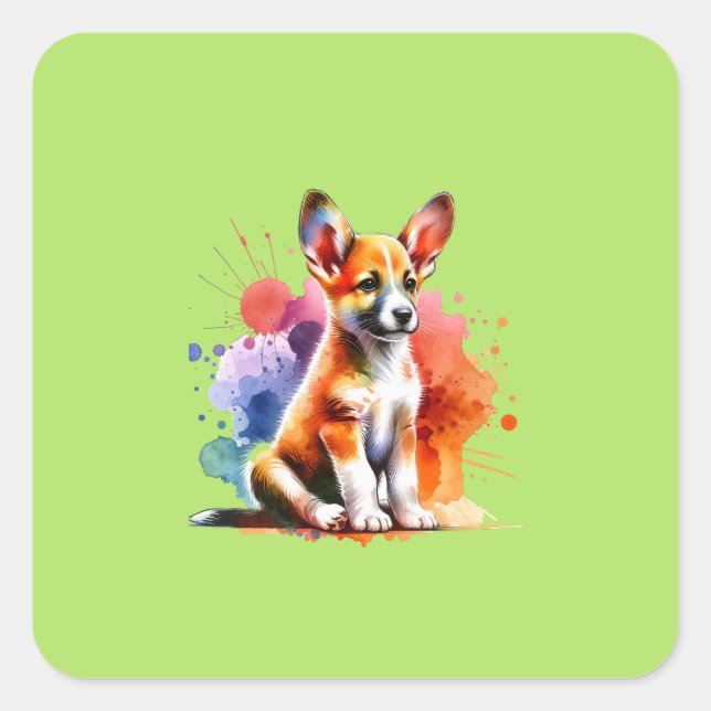 Pegatina Cuadrada Perro podengo portugués (Anverso)