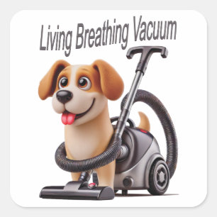 Pegatina Cuadrada Perro respiratorio vivo