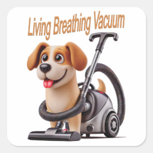 Pegatina Cuadrada Perro respiratorio vivo