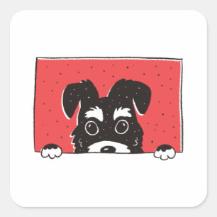 Pegatina Cuadrada Perro Schnauzer