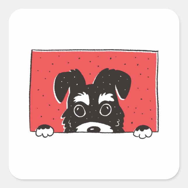 Pegatina Cuadrada Perro Schnauzer (Anverso)