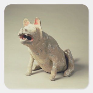 Pegatina Cuadrada Perro sentado en la alfarería temprana china, tumb