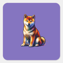 Pegatina Cuadrada Perro Shiba Inu