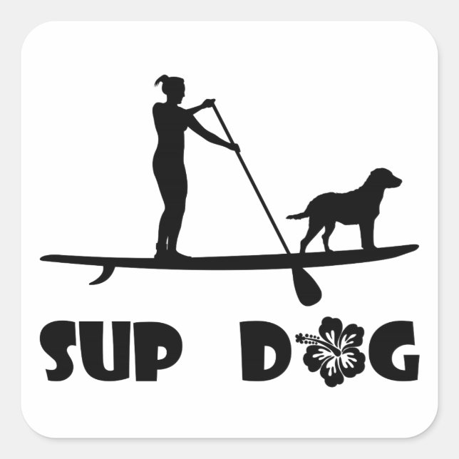 Pegatina Cuadrada Perro SUP (Anverso)