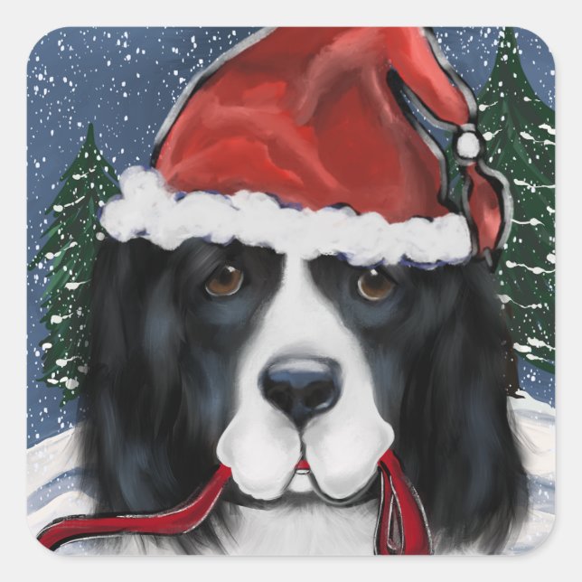 Pegatina Cuadrada Perro Terranova (Anverso)