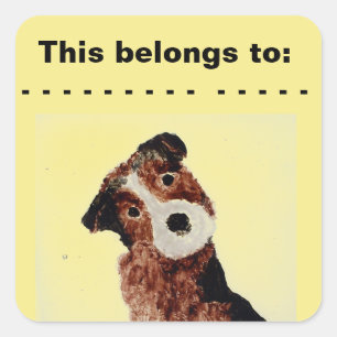 Pegatina Cuadrada Perro terrorífico marrón, pertenece a