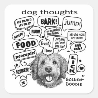 Pegatina Cuadrada Perro Thoughts - Goldendoodle
