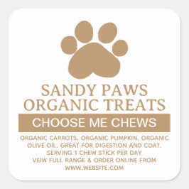 Pegatina Cuadrada Perro Trata Ingredientes Pequeños Negocios Caseros