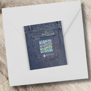 Pegatina Cuadrada Perro Wyoming en Jean Pocket Classic SquareSticker