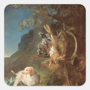 Pegatina Cuadrada Perro y juego, 1730
