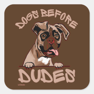 Pegatina Cuadrada PERROS ANTES DE DUDES Bulldog inglés antiguo perro