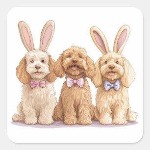 Pegatina Cuadrada Perros de Easter Goldendoodle