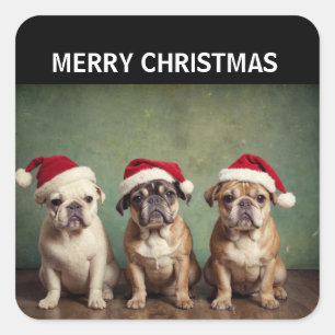 Pegatina Cuadrada Perros de navidad de Cute Merry