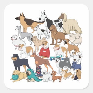 Pegatina Cuadrada Perros del mundo