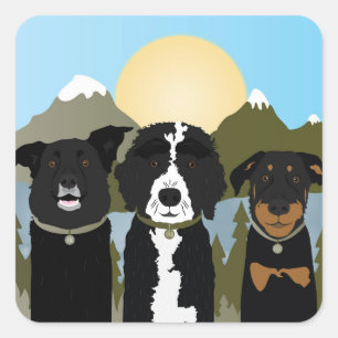 Pegatina Cuadrada Perros En Las Montañas