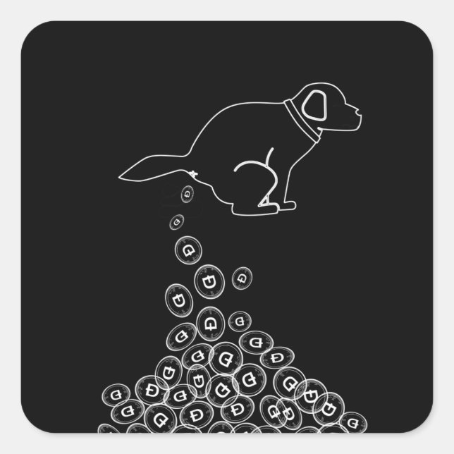 Pegatina Cuadrada perros haciendo dogecografías (Anverso)