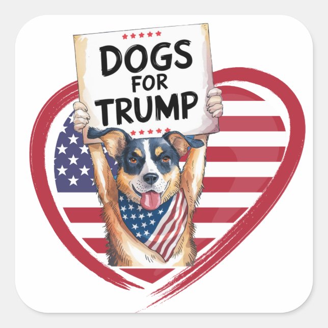 Pegatina Cuadrada Perros para Trump: Patriotas apolíticos (Anverso)